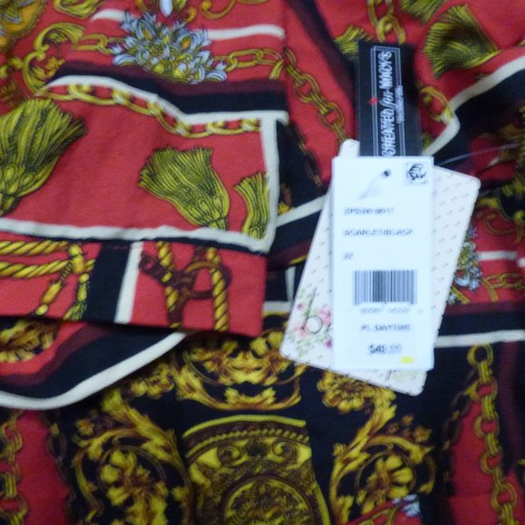 $49.00 Be Bop Trendy Plus Size Chain-Print Shirtdress, Size 2X, Scarlet/Black - Picture 10 of 13